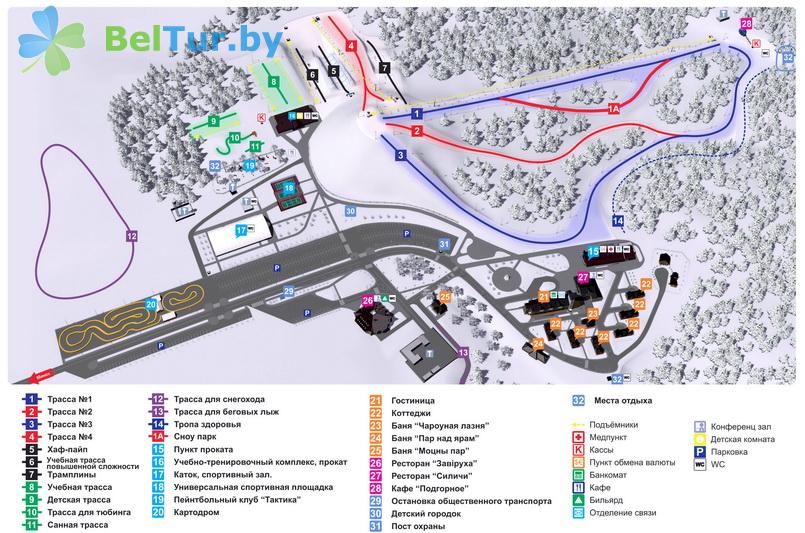 Rest in Belarus - republican ski center Silichy - Scheme of territory